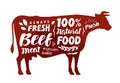 Cow symbol. Meat, beef vector illustration Royalty Free Stock Photo