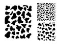 Cow texture pattern black and white. Spot skin background. Animal skin template. Vector design illustration. Royalty Free Stock Photo