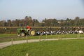 Cow train ride at pumpkin patch farm