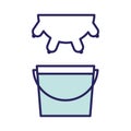 Cow udder and milk bucket line and fill style icon vector design