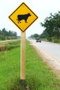 Cow warning sign Royalty Free Stock Photo