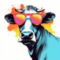 Cool Cow Art Illustration With Vibrant Compositions And High Dynamic Range