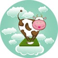 Cow on weighing scales. Vector Illustration