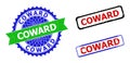 COWARD Rosette And Rectangle Bicolor Stamps With Grunge Surfaces