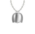 Cowbell hanging on silver chain