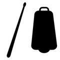 Cowbell icon. Cowbell and Drumstick sign. Cowbell with Stick musical instrument symbol. flat style