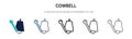 Cowbell icon in filled, thin line, outline and stroke style. Vector illustration of two colored and black cowbell vector icons