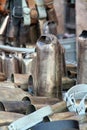 Cowbells on market stall Royalty Free Stock Photo