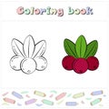 Cowberry. A page of a coloring book with a colorful fruits and a sketch for coloring. Royalty Free Stock Photo