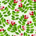 Cowberry thicket seamless pattern