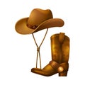 Cowboy Accessories In Form Of A Hat And Leather Boots.
