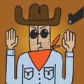 Cowboy aimed by a weapon raises his hands Royalty Free Stock Photo