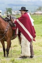 Cowboy in the Andes of Ecuador in traditional wear