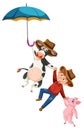Cowboy and animals cartoon character Royalty Free Stock Photo