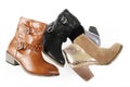 Cowboy ankle boots collections isolated on white Royalty Free Stock Photo