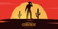 Cowboy banner. Wild West and Rodeo with horse. Texas. Vector illustration.