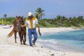 Cowboy On A Beach Royalty Free Stock Photo