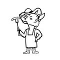 Cowboy Billy Goat Barbecue Chef Mascot Black and White