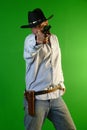 Cowboy with hat drawing Colt Royalty Free Stock Photo