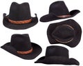 Cowboy black hats isolated on white background Royalty Free Stock Photo