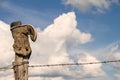 Cowboy Boot on a Fence Post