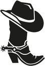 Cowboy boot with hat Royalty Free Stock Photo