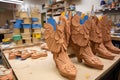 cowboy boot soles and heels prepared for assembly Royalty Free Stock Photo