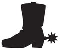 Cowboy Boot with Spur in Silhouette Royalty Free Stock Photo