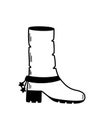 Cowboy boot with spurs, vector doodle illustration. Western concept icon isolated on a white background