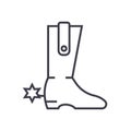 Cowboy boot vector line icon, sign, illustration on background, editable strokes Royalty Free Stock Photo