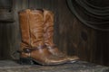 Cowboy boots in the barn Royalty Free Stock Photo