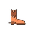 Cowboy boots colored icon. Element of wild west icon for mobile concept and web apps. Cartoon cowboy boots icon can be Royalty Free Stock Photo