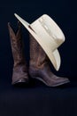 Cowboy boots and cowboy hat still life Royalty Free Stock Photo