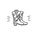 Cowboy boots linear icon. Vector Illustration