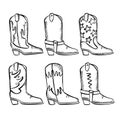 COWBOY BOOTS MONOCHROME Wild Western Attributes Vector Set