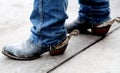 Cowboy Boots with Rusted Silver spurs Royalty Free Stock Photo