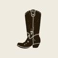 Cowboy boots silhouette in retro style Royalty Free Stock Photo