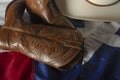 Cowboy boots and Texas flag Royalty Free Stock Photo