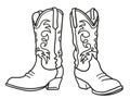 Cowboy boots. Vector graphic hand draw illustration isolated on white for design Royalty Free Stock Photo