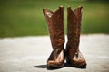 Cowboy, boots and vintage in outdoor fashion, shoes and leather for horse riding. Countryside, style and design for Royalty Free Stock Photo