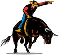 Cowboy bull riding Royalty Free Stock Photo