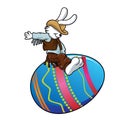 cowboy bunny riding a easter egg