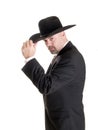 Cowboy businessman tipping hat