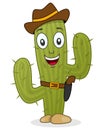 Cowboy Cactus Character with Gun & Hat