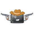 Cowboy capslock button on a computer cartoon