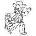 Cowboy Carrying Saddle Isolated Coloring Page