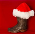 Cowboy Christmas background with traditional American cowboy boo Royalty Free Stock Photo