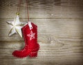 Cowboy christmas background on wood texture Royalty Free Stock Photo