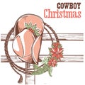Cowboy christmas card with text. Royalty Free Stock Photo