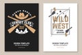 Cowboy club poster, flyer. Ranch rodeo. Vector. Concept for shirt, logo, print, stamp, tee with cowboy and shotgun